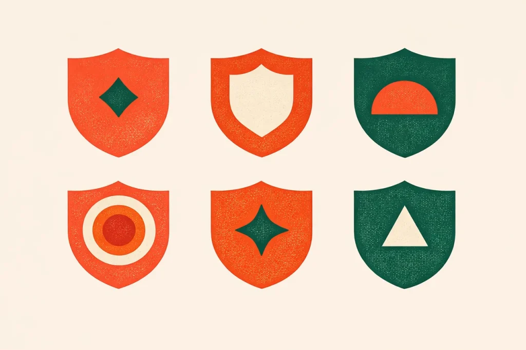 Six shortlist badge grid for online casino Australia, curated operator positions
